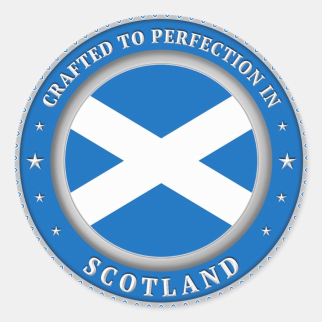 Pegatina Redonda Graviado A La Perfección En Escocia (Anverso)
