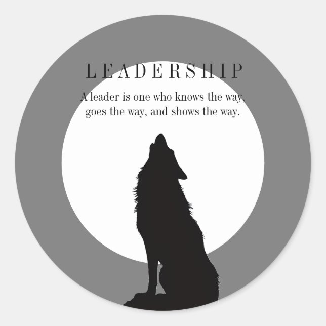 Pegatina Redonda Gray Black Pop Art Leadership Wolf Howling (Anverso)