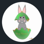 Pegatina Redonda Gray Bunny Green Christmas Ornament Merry Christma<br><div class="desc"></div>