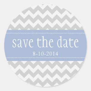 Pegatina Redonda Gray Chevron Save the Date Personalizado Pegatinas