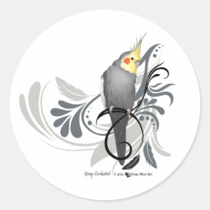 Pegatina Redonda Gray Cockatiel