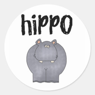 Pegatina Redonda Gray Hippo
