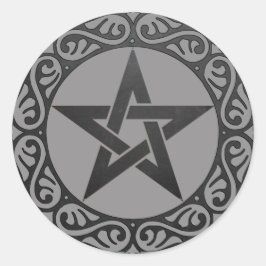 Pegatina Redonda Gray Magick Black Pentacle Witchcraft