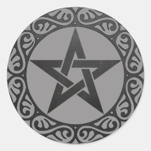 Pegatina Redonda Gray Magick Black Pentacle Witchcraft