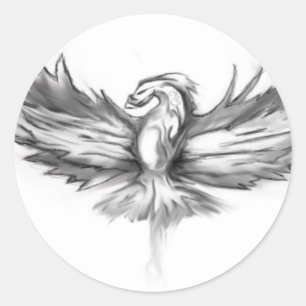 Pegatina Redonda Gray Phoenix Rising