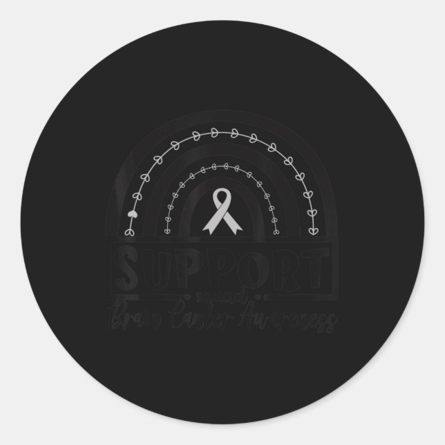Pegatina Redonda Gray Ribbon Brain Cancer Awareness Month Rainbow S (Anverso)