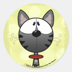 Pegatina Redonda Gray Strin Kitty