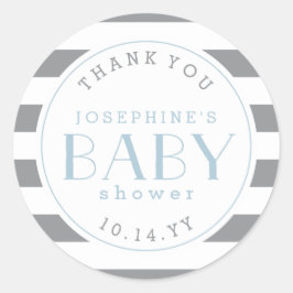 Pegatina Redonda Gray Stripe Baby Shower Gracias Pegatinas