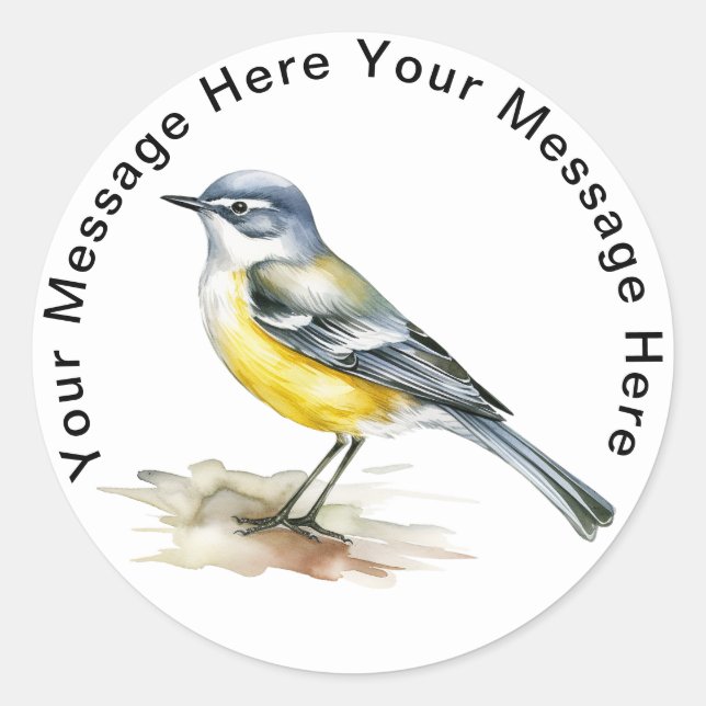Pegatina Redonda Gray Wagtail (Anverso)
