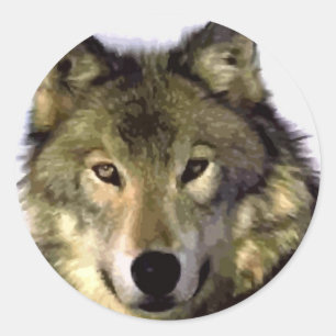 Pegatina Redonda Gray Wolf