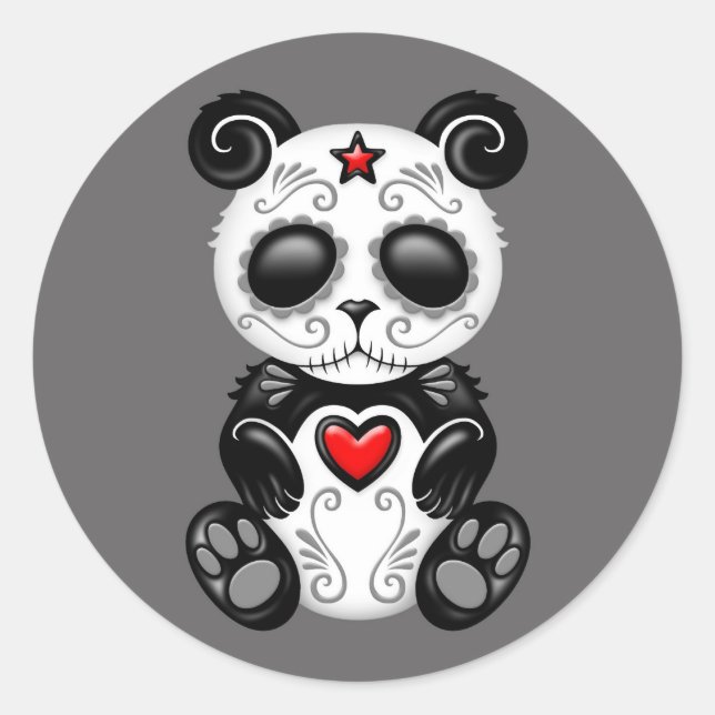 Pegatina Redonda Gray Zombie Sugar Panda (Anverso)