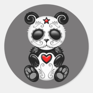 Pegatina Redonda Gray Zombie Sugar Panda