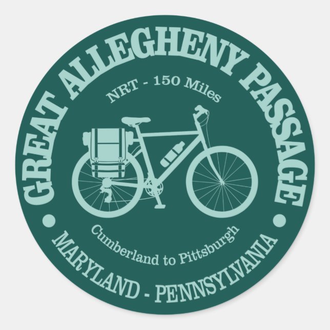 Pegatina Redonda Great Allegheny Passage (cycling) (Anverso)