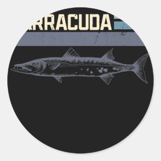 Pegatina Redonda Great Barracuda Cuda Fishing Wildlife Saltwater