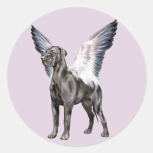 Pegatina Redonda Great Dane Angel Black