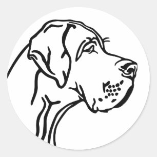 Pegatina Redonda Great Dane drawing