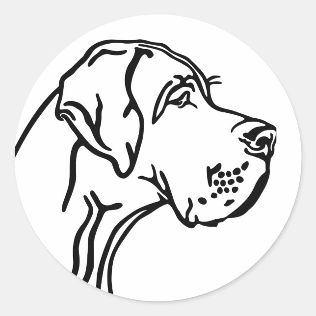 Pegatina Redonda Great Dane drawing (Anverso)
