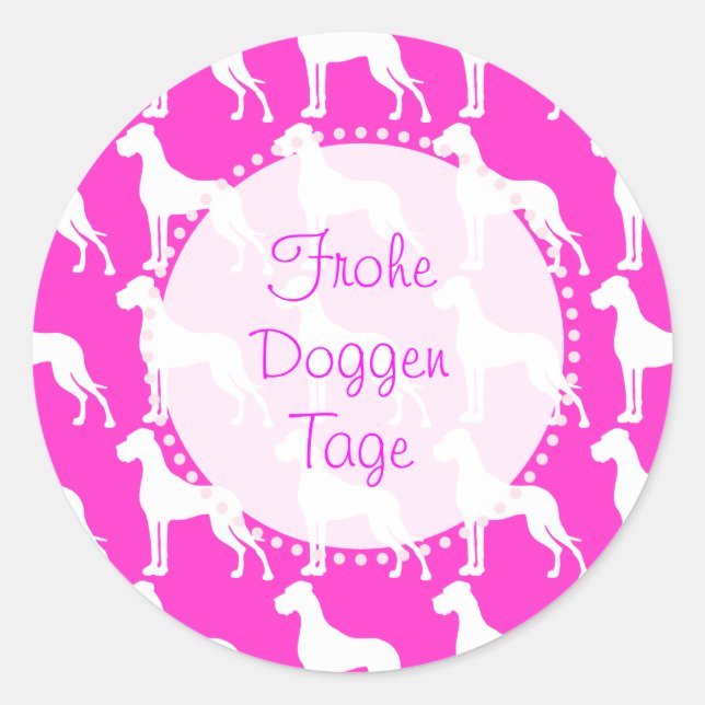 Pegatina Redonda Great Dane Greetings (Anverso)