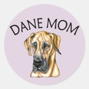 Pegatina Redonda Great Dane Mom Fawn UC