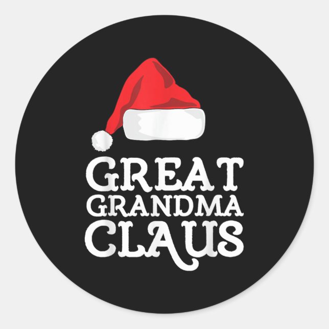 Pegatina Redonda Great Grandma Claus Christmas Santa's Hat Pajama F (Anverso)