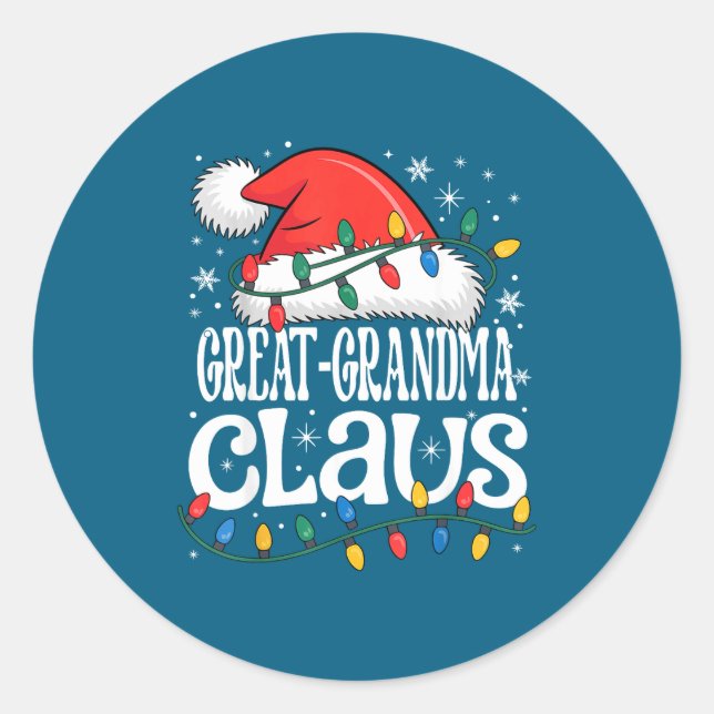 Pegatina Redonda Great-grandma Claus Funny Xmas Christmas Grandma H (Anverso)