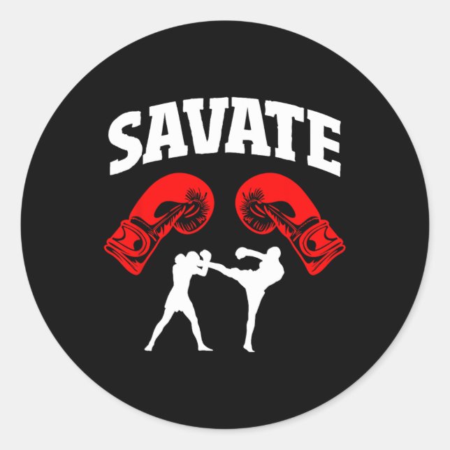 Pegatina Redonda Great Savate Boxing Design Kick Mma Kickboxing  (Anverso)