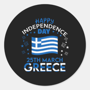 Pegatina Redonda Grecia 203° Día de la Independencia