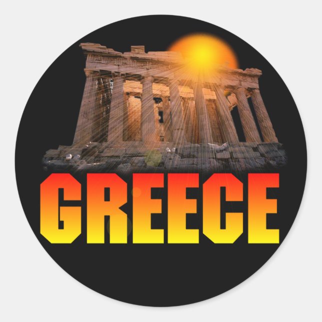 Pegatina Redonda Grecia - Acrópolis (Anverso)