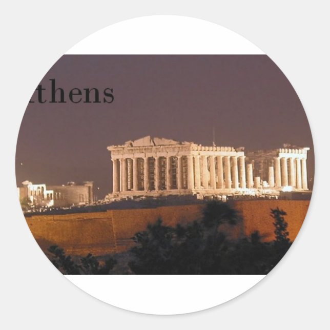 Pegatina Redonda Grecia Atenas Parthenon (St.K. (Anverso)