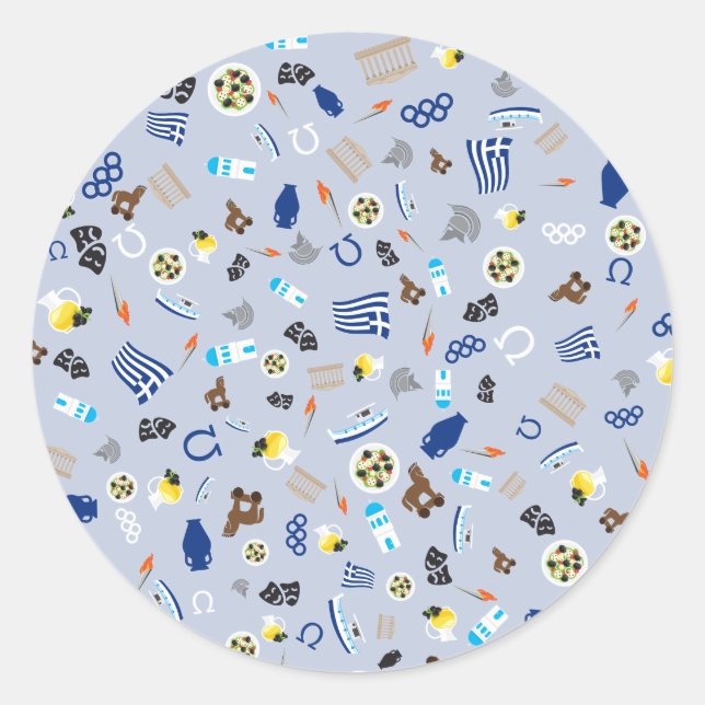 Pegatina Redonda Grecia: famosos ítems del país (Anverso)