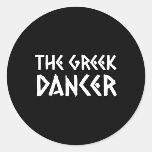Pegatina Redonda Grecia, Grecia, una bailarina griega divertida, se