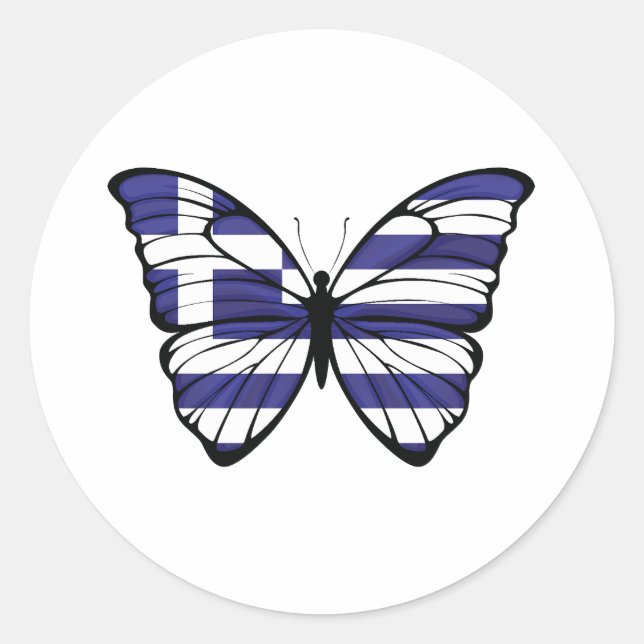 Pegatina Redonda Grecia Hypolimnas Butterfly (Anverso)