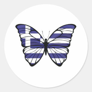 Pegatina Redonda Grecia Hypolimnas Butterfly