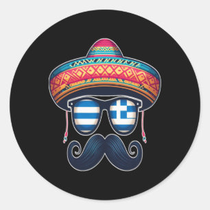 Pegatina Redonda Greek Pascua Sungles Cinco De Mayo Mejicano Niños 