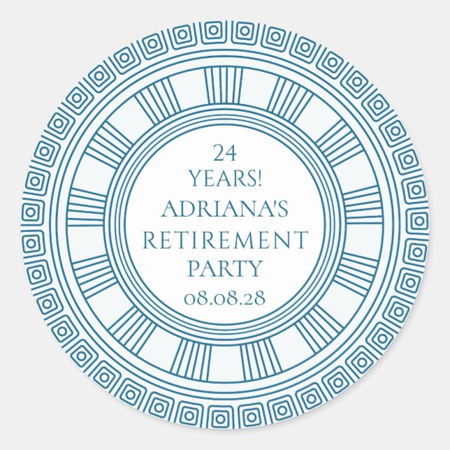 Pegatina Redonda Greek Retirement party (Anverso)