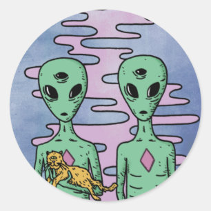 Pegatina Redonda Green Alien