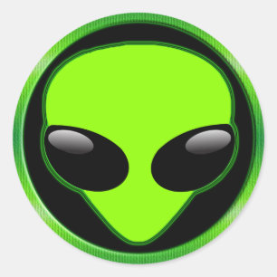 PEGATINA REDONDA GREEN ALIEN HEAD