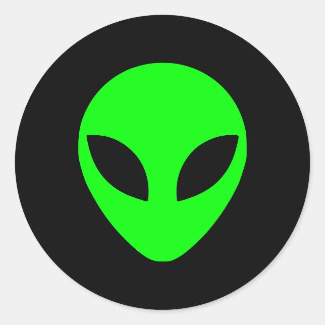 Pegatina Redonda Green Alien Head (Anverso)