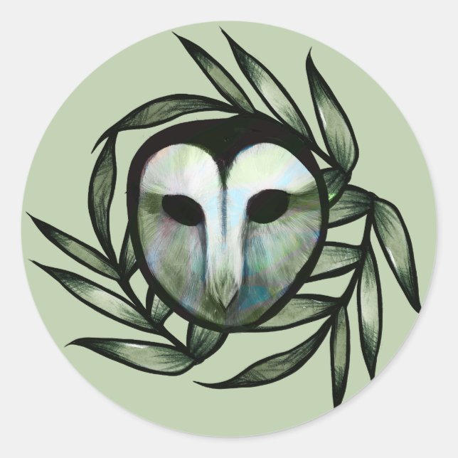 Pegatina Redonda Green Barn Owl                                     (Anverso)