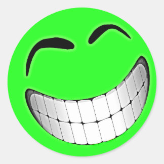 Pegatina Redonda Green Big Grin Face