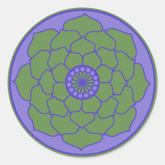 Pegatina Redonda Green Blue Lotus Mandala (Anverso)