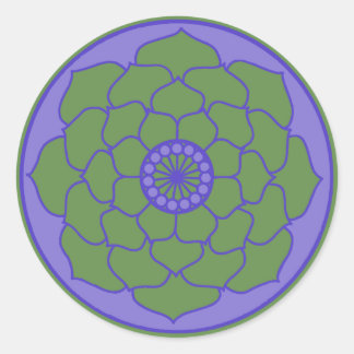 Pegatina Redonda Green Blue Lotus Mandala