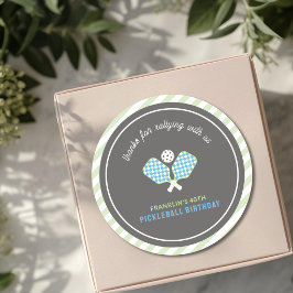 Pegatina Redonda Green & Blue Pickleball Thanks For Rallying  