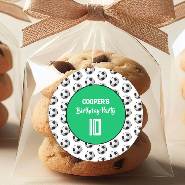 Pegatina Redonda Green Boy Soccer Birthday Party (Subido por el creador)