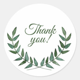 Pegatina Redonda Green Branches Thank You Stickers