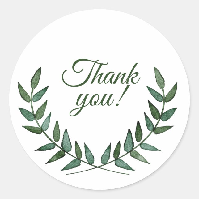 Pegatina Redonda Green Branches Thank You Stickers (Anverso)