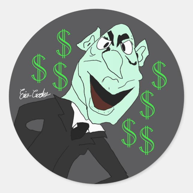 Pegatina Redonda Green business executive puppet (Anverso)