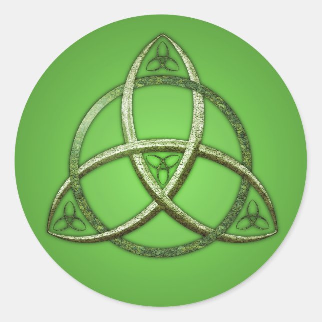 Pegatina Redonda Green Celtic Trinity Knot (Anverso)