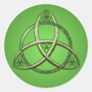 Pegatina Redonda Green Celtic Trinity Knot