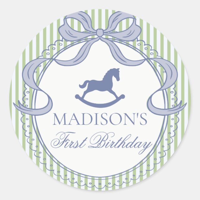 Pegatina Redonda Green Coquette Bow Horse Birthday Envelope Seal (Anverso)